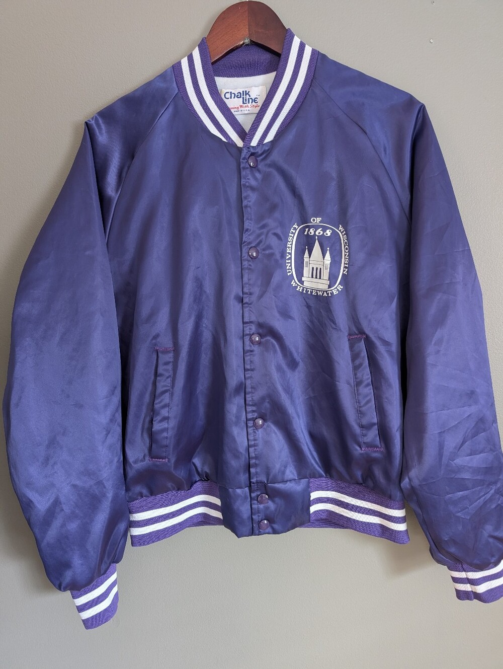Vintage University of Wisconsin Whitewater Bomber Varsity Jacket Size Large
